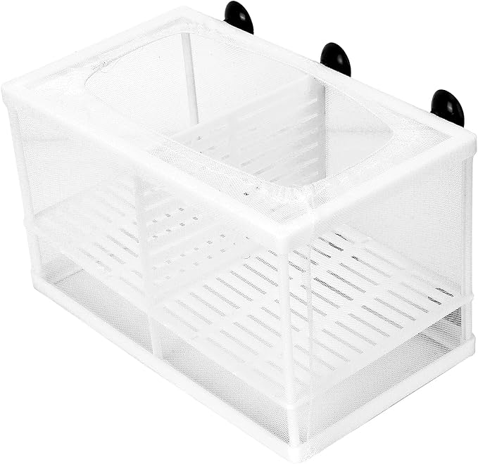 Fish Breeder Box, Fish Isolation Boxes with Suction Cups Hatching Incubator Isolation Box for Small Fishes Hatchery(L with Partition)