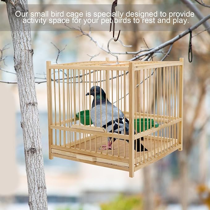 Yardwe Bird Travel Carrier Cage Parrot Cage with Handle Wooden Perch Drink Cup Feeder Dish for Small Parrots Canaries Parrotlets Lovebirds Conures Cockatiels