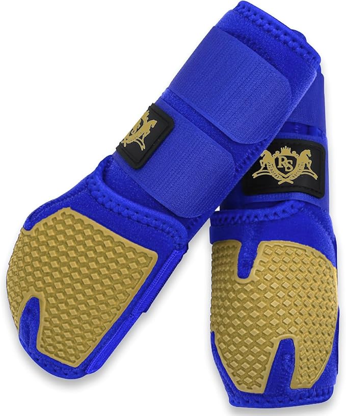 RS Premium Design Gold Line Horse Boots | Comfortable, Protective & Shock Absorber | Sport Boots for Horses Best for Jump Training | Ok Fabric 1682D Provides Ultimate Flexibility