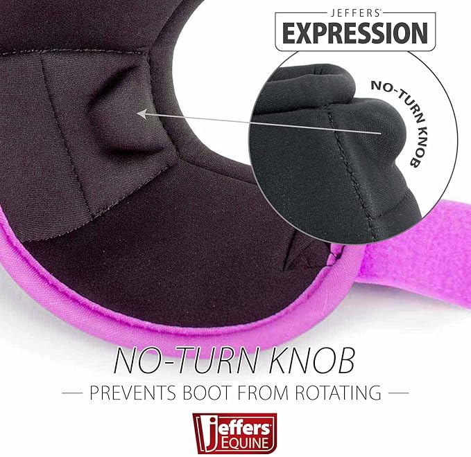 Jeffers Expression No Turn Bell Boots for Horses - Turquoise & Purple, Medium | Shock Absorbing Hoof Protection | Secure Double Hook & Loop Closure, Perfect for Turnout, Training, & Riding - 1 Pair