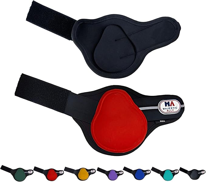 Majestic Ally Horse Leg Protection Fetlock and Tendon Boots Set, PU Shell, Neoprene Lining, Hook and Loop Closures, Multiple Colors and Sizes