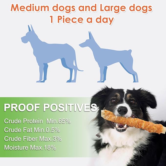 MON2SUN Dog Treats, 9 Inch Chicken Wrapped Rawhide Rolls Snacks, Teeth Cleaning and Long Lasting Chews for Medium and Large Dogs, 23.28oz (6 Count-Pack of 1)