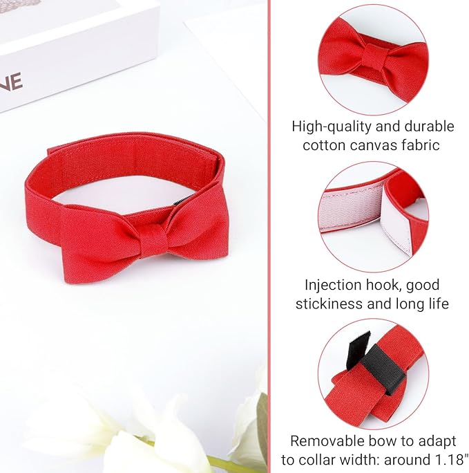 Segarty Dog Bow Ties for Small Medium Dogs Neck Girth 10.2-14.2in, Adjustable Red Bowtie Collar Cat Necktie Comfortable Cotton Girl Pet Grooming Accessory for Formal Wedding Holiday Birthday Valentine