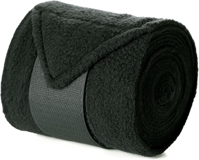 Equinavia Luna 9' Fleece Polo Wraps, Set of 4 Horse Leg Bandages with Storage Bag | Black - One Size - Hunter Green - One Size