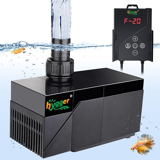 hygger 2380GPH Aquarium Water Pump with Intelligent Controller，DC 24V Ultra Quiet Powerhead, Powerful Return Pump for Fish Tanks, Aquariums, Ponds, Fountains, Sump, Hydroponics (75W, 17.8ft)