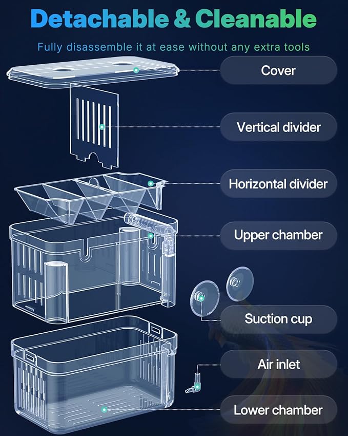 Pawfly Aquarium Breeding Box - Transparent Plastic Fry Hatchery Incubator for Baby Fish, Shrimp, Betta, Clownfish