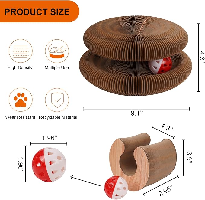 2 Pcs Kitty Kurls Cat Toy Magic Organ Cat Scratching Board, Foldable & Reversible Infinity Style Interactive Kitty Kurlz Cat Scratcher for Indoor Cats Twisty Paws Cat Toys, Kitten Cats Accordion Toy