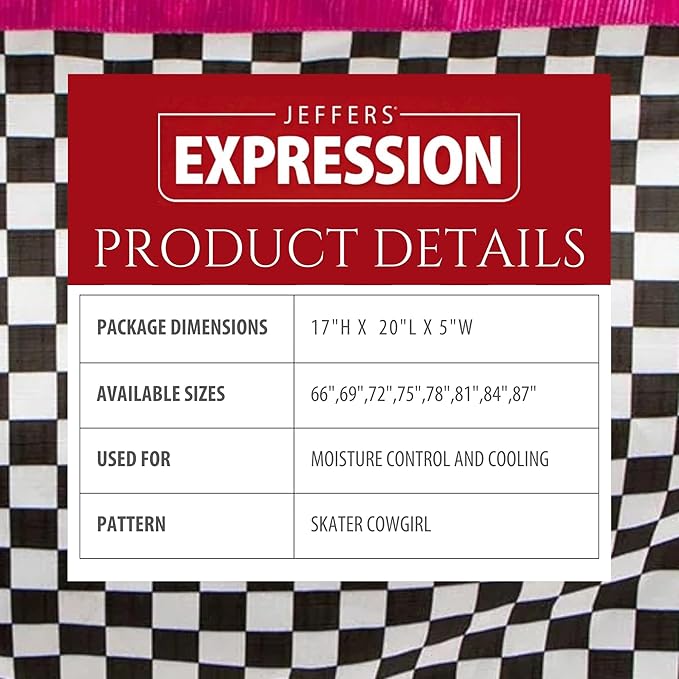 Jeffers Expression Fleece Cooler for Horses, Standard Neck, Skater Cowgirl 66"- Equine Towel Blanket, Moisture Absorbent, Light Weight, Best for Drying, Exercise, Bathing, Adjustable Belly Bands