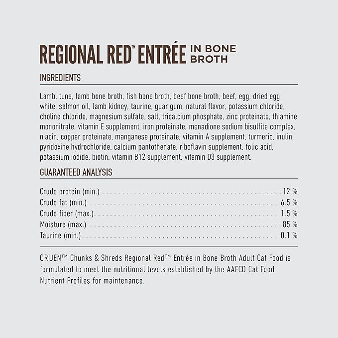 ORIJEN Chunks & Shreds Wet Cat Food Regional Red Entrée 5.5oz Cans (6 Count)