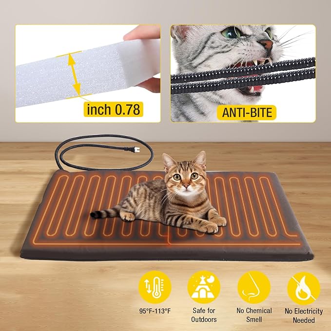 Aivituvin Outdoor Heated Cat House Two Story Feral Cat Shelter Weatherproof Cat Enclosure for Winter Kitty Condo with Escape Doors