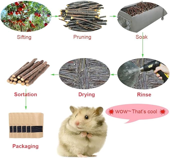 sharllen 100g (3.5oz) Apple Sticks Pet Snacks Chew Toys for Guinea Pigs Chinchilla Squirrel Rabbits Hamster