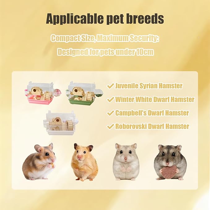 Acrylic Hamster Cage,Small Animal Houses&Habitats with Accessories,Hamster Enclosure with Stairs,Clear Pet Mice House,For Dwarf Gerbil,Dwarf Hamster,Pet Mice(White,13.78"L*10.23"W*10.83"H)