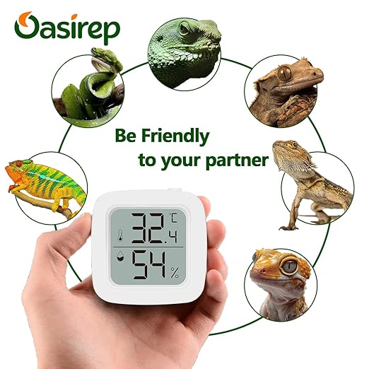 4-Pack Reptile Thermometer and Hygrometer – Digital LCD Temp & Humidity Meter for Bearded Dragon, Snake, Lizard Tanks, Incubation Boxes, Plant Terrariums & Indoor Use