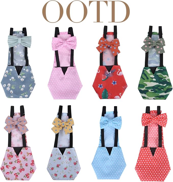 MANON ROSA Chicken Diapers Bantam Hens - Reusable 6-Piece Set with Bow Ties Poultry Nappies Washable Waterproof for Geese Pet Ducks Silkie (6D XS)