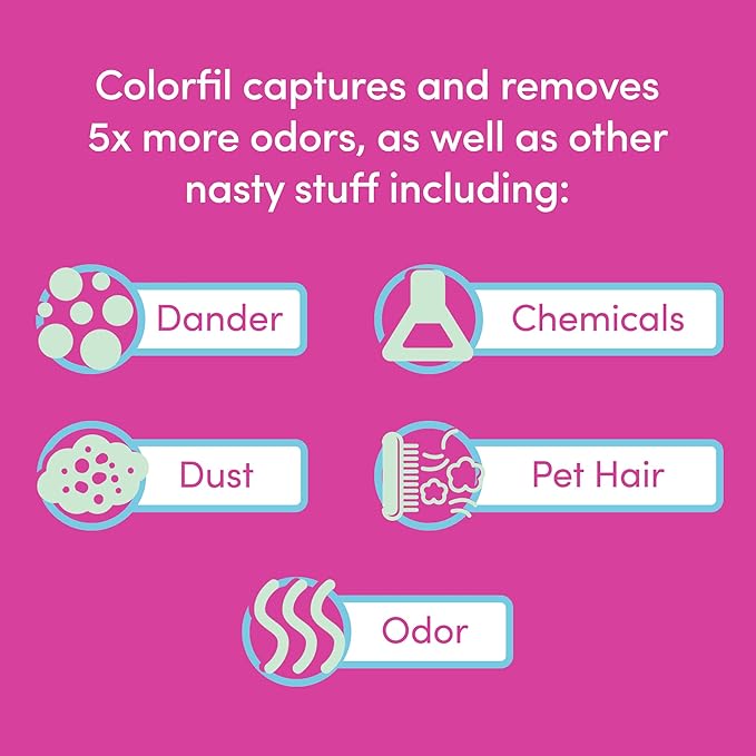 Colorfil 16x25x1 Air Filter (6-Pack) | Made in the USA | Color Changing | Remove Cat and Dog Odor | MERV 8 for Pet Hair Dander and Dust | 15.5"x24.5"x0.75" Exact Size