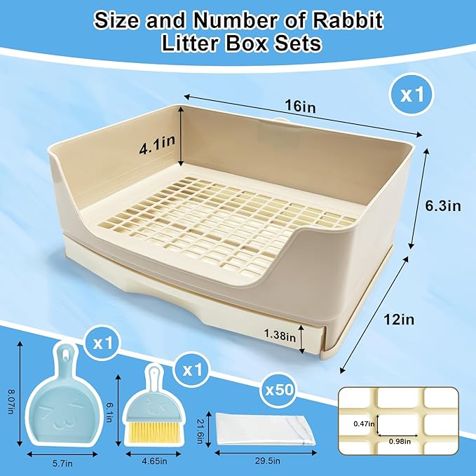 Large Rabbit Litter Box with Drawer Bunny Training Corner Litter Pan Ferret Bigger Pet Pan Bunnies Digging Box for Adult Hamster Guinea Pig Hedgehog Galesaur and Other Animals