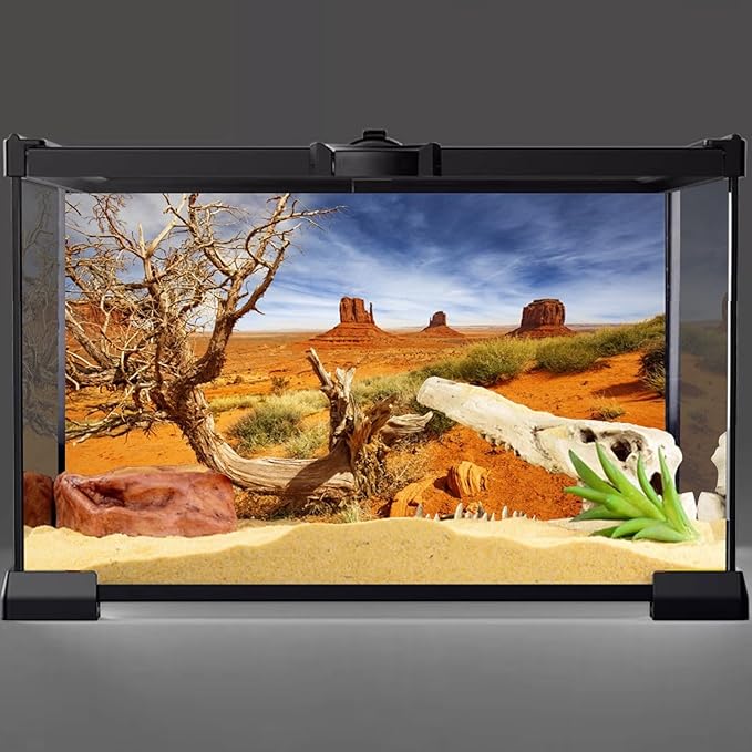 AWERT 48x24 inches Reptile Habitat Background Orange Desert Terrarium Background Durable Polyester Background