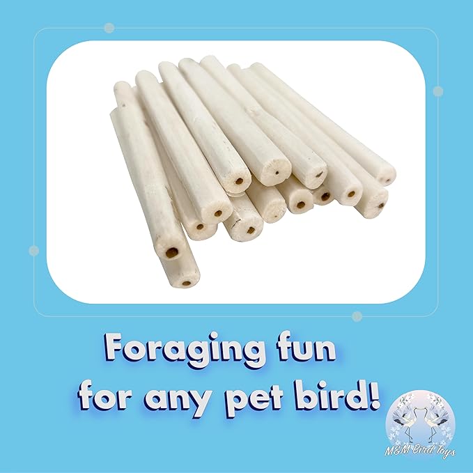 by M&M 5509 Skinny Sola Logs Pk4 - Handcut Air Dried Natural Sola Wood Sticks, Easy for Birds to Chew and Shred, Lightweight, Break by Hand, Delight for Small Size Pets