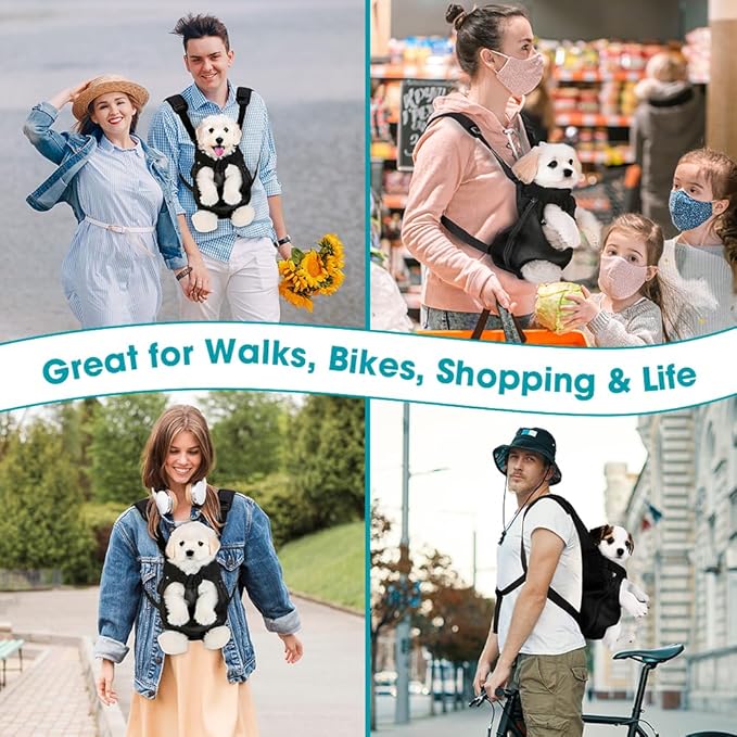 Dog Backpack Carrier Purse, Adjustable Pet Front Carriers, Legs Out Carrying Sling Travel Bag for Small Medium Dogs 7-11 Lbs, Soft Wearable Puppy Chest Carry Backpacks for Walking or Daily Outings