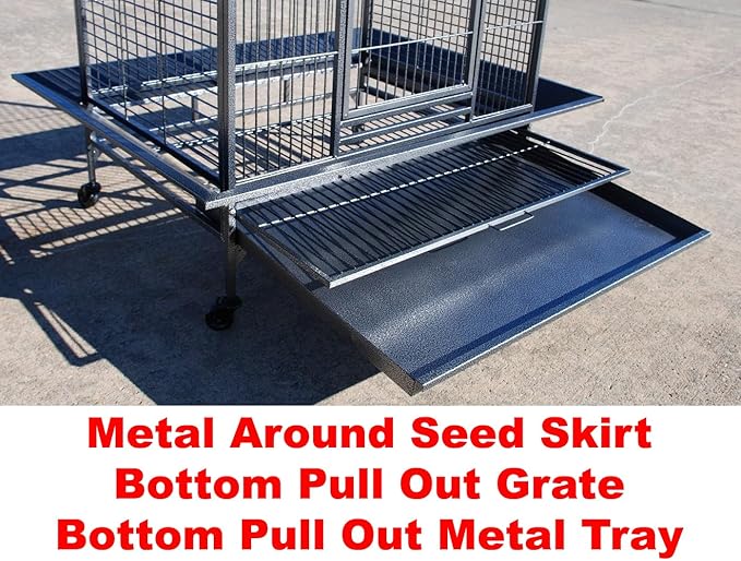 4 Size, XX-Large 40"x30"x72"H Castle PlayTop Parrot Cage for Large Macaws Cockatoos African Grey Amazon (40" x 30" x 72"H)