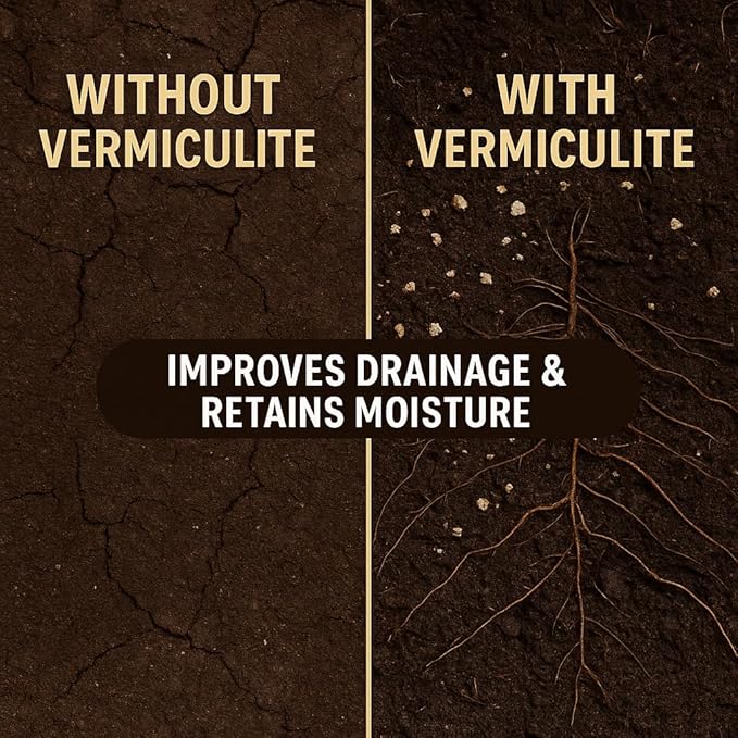 Horticultural Organic Vermiculite for Plants - Medium Grade - Natural Soil Additive for Gardening, Houseplants, Mushrooms, Potted Plants, Hydroponics, Terrariums (2 Quart)