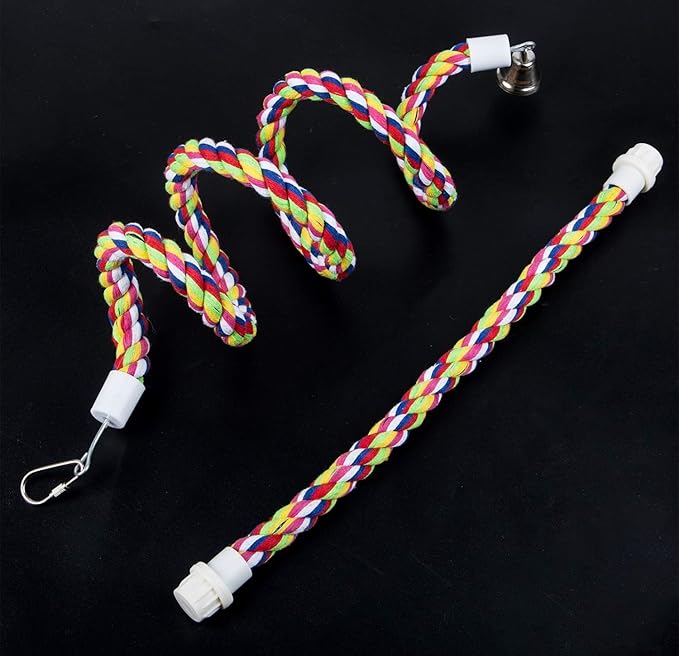 2PCS Rope Bungee Bird Toy,Bird Bungee Climbing Swing, Large and Small Sizes (43 &13.7 Inches)