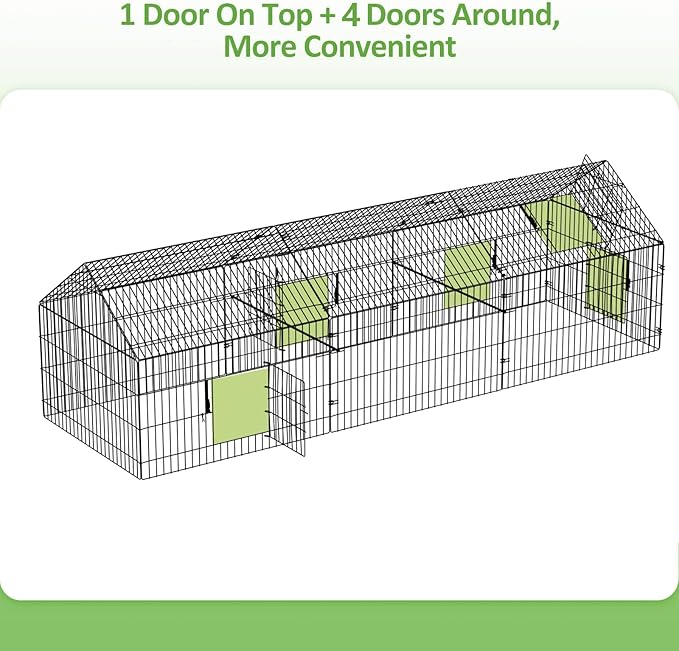 INJOPEXI Metal Chicken Coop 130"×40"×39" Chicken Runs for Yard with Cover Chicken Playpen Enclosure Chicken Pen Kennel Duck Coop Cage for Outdoor Backyard Farm Rabbit Dog Cat Small Animal Poultry