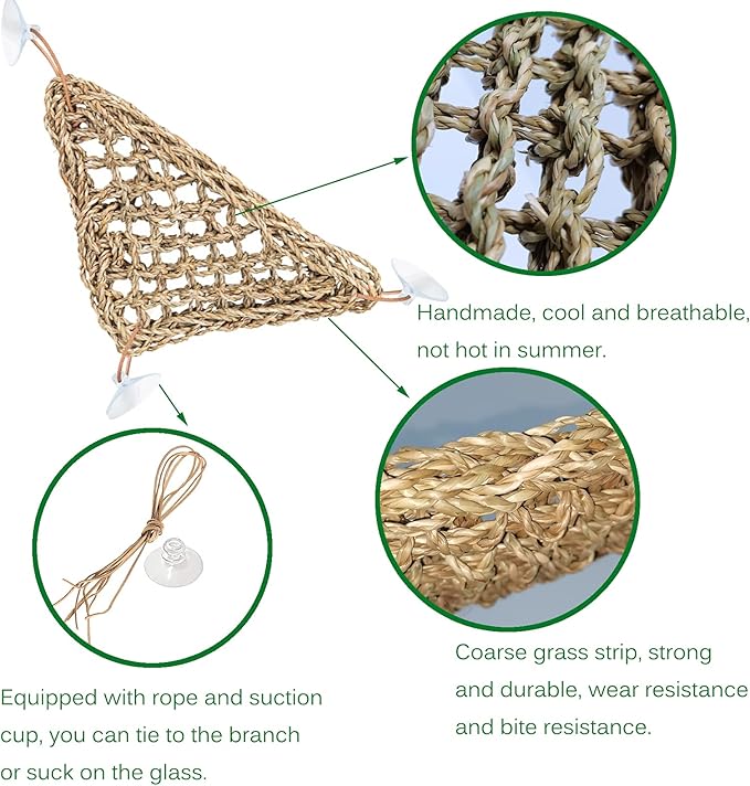 Hamiledyi Reptile Moss Cave Hide,Crested Gecko Habitat Hammock Green Moss Accessories Plastic Terrarium Plant Vines for Small Bearded-Dragon,Snakes,Chameleon Climbing Hibernation Sleeping