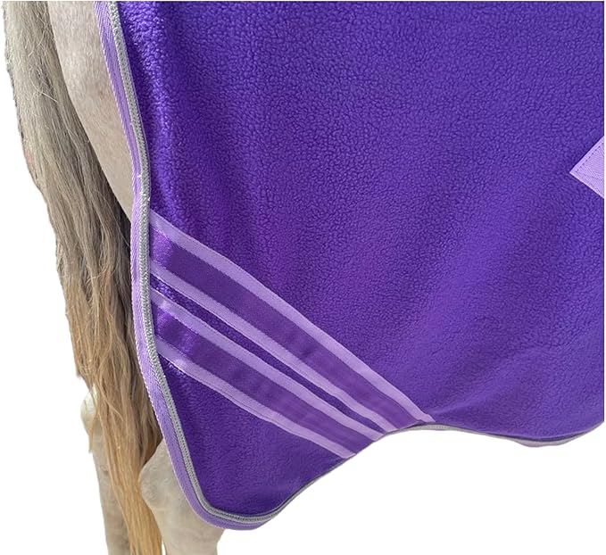 Majestic Ally Anti Pill Fleece Horse Blanket/Sheet with Silver Braided Rope (Purple, 76)
