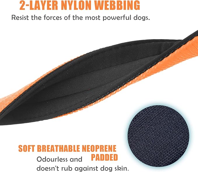 Heavy Duty Tactical Dog Collar - 1.5" Width Military Durable Thick Nylon with Adjustable Metal D Ring & Buckle Working Training K9 Collar for Medium Large Dogs (XL(23"-26"), Orange)