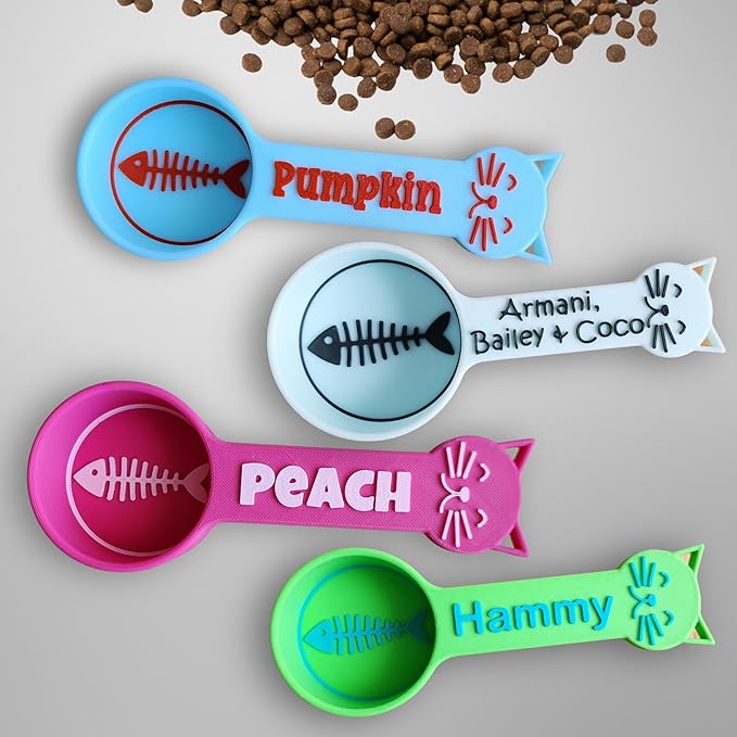 Personalized Cat Food Scoop, Cat Food Measuring Cup with Name, Kibble Scoop (8 oz - 1 cup)