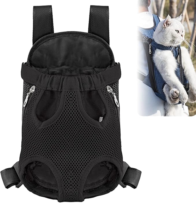 Portable Pet Carrier Backpack, Adjustable Pet Front Cat Dog Carrier Backpack Travel Bag for Small Medium Dogs Cats Puppies, Cat Backpack Carrier for Hiking Cycling (B, S)