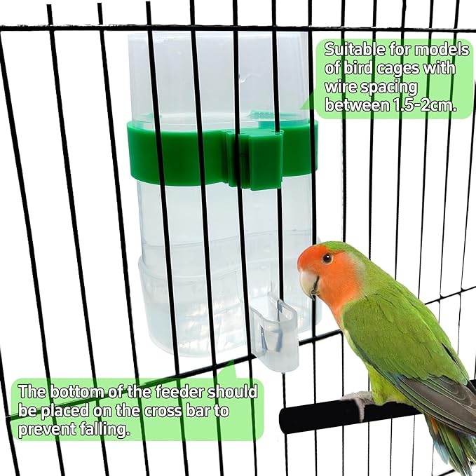 Bird Water Dispenser Parrot Water Feeder Bird Seed Container for Cage Parakeet Waterer Cage Accessories Automatic Feeding for Finch Lovebird Canary Small Birds(4Pcs)
