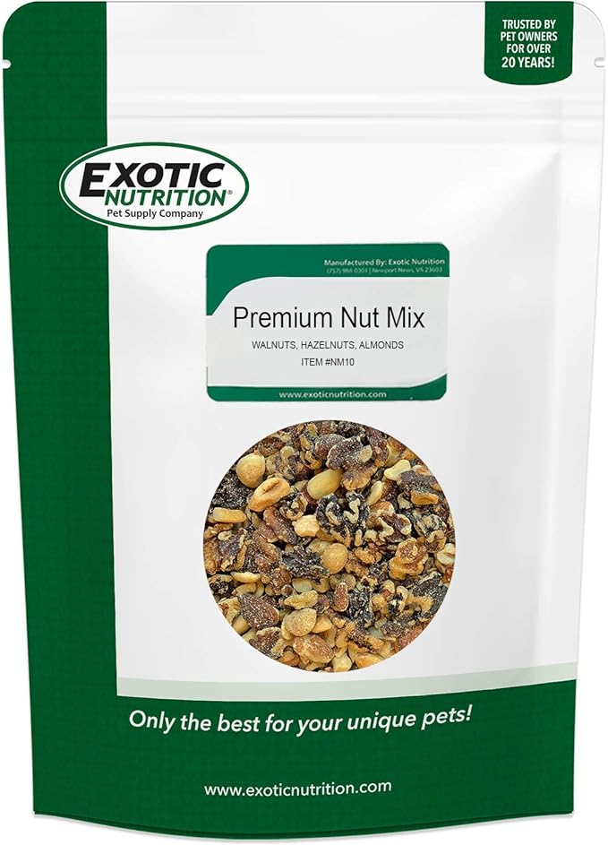 Exotic Nutrition Premium Nut Mix - Unroasted, Unsalted Walnuts, Hazelnuts, Almonds - Food & Treat for Squirrels, Parrots & Other Small Pets (5 lb.)