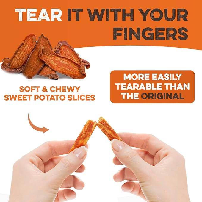 Sweet Potato Slices For Dogs - Soft & Chewy - Single Ingredient Dog Treats, Healthy 100% Natural Sweet Potato Dog Treats With No Added Preservatives - Softer & Great For Puppies Or Senior Dogs (8oz)