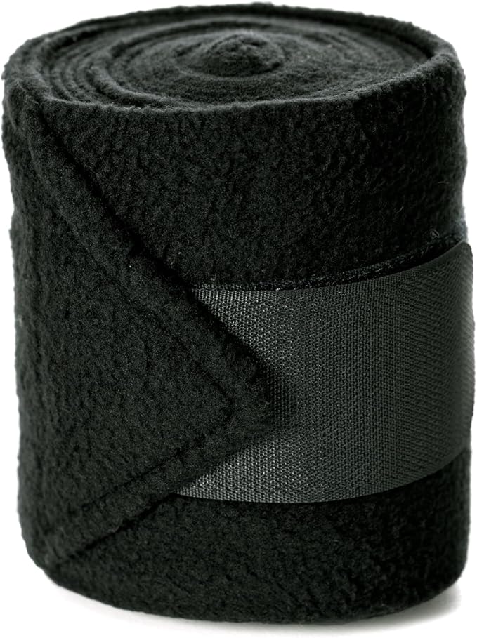 Equinavia Luna 9' Fleece Polo Wraps, Set of 4 Horse Leg Bandages with Storage Bag | Black - One Size - Hunter Green - One Size