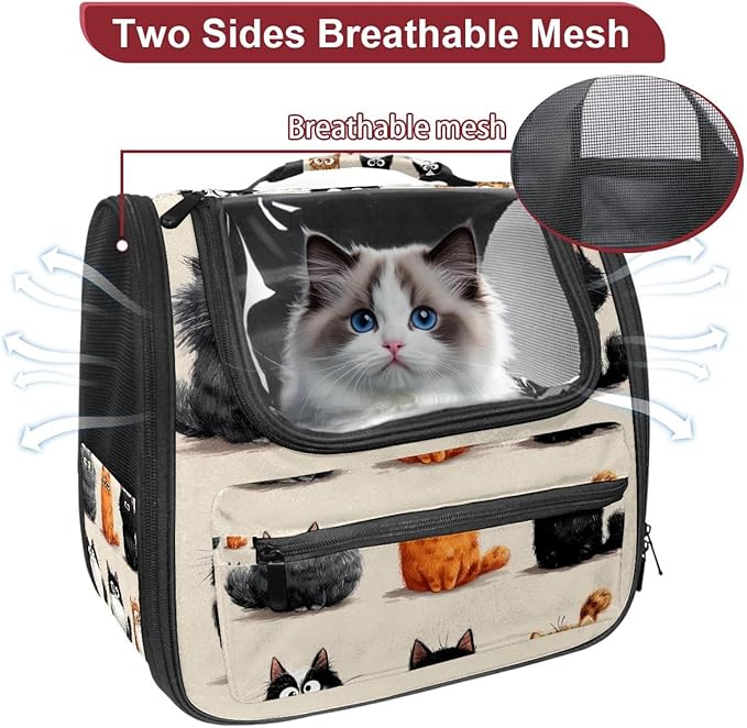 Cute Cats (2) Pet Travel Carrier Soft Sided Portable Bag for Cats, Small Dogs, Kittens or Puppies