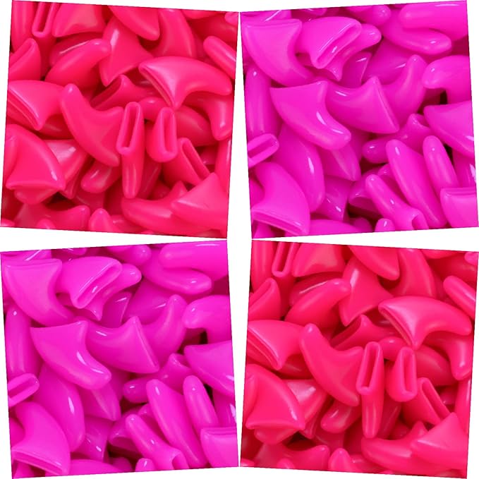 zetpo 80 pcs Cat Claw Covers | Cat Nail Caps | with Adhesives and Applicators (S, Bright Pink, Rose)