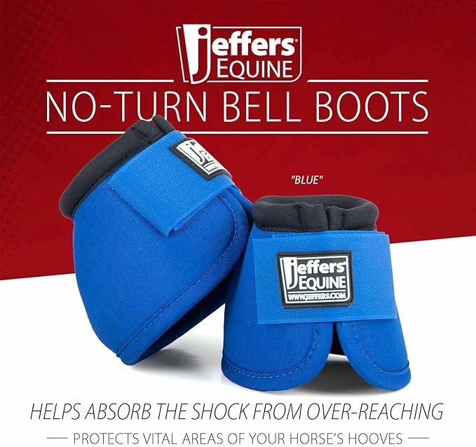 Jeffers Equine No Turn Bell Boots for Horses - Blue, Medium | Shock Absorbing Hoof Protection | Secure Double Hook & Loop Closure, Perfect for Travel, Turnout, Training, & Riding - 1 Pair