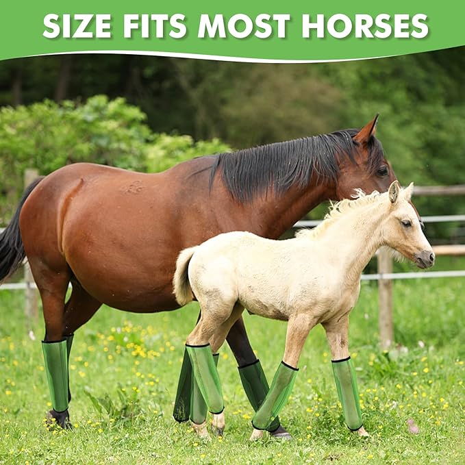 4 Sets Fly Boots Loose Fitting & Non-Slip Horse Fly Leggings No More Horsefly Nuisance Greatly Reduce Stomping Breathable with Natural Air Flow