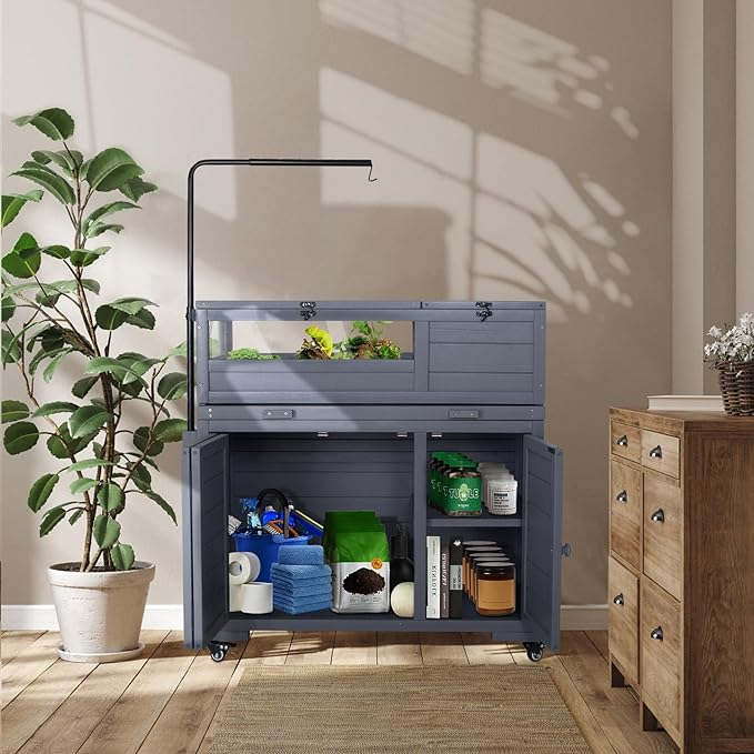 Premium Reptile Habitat Enclosure for Tortoises, Lizards, and Snakes - Adjustable Lighting, 360° Wheels, Easy-Clean Design, and Secure Ventilation- (Dark Gray)