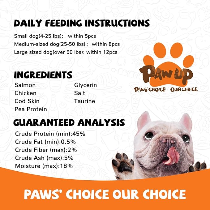 PAWUP Salmon Fillet Dog Treats, Salmon Jerky with Fish Skin, Healthy High Protein Snacks, Natural Omega 3-6, Low in Fat with Taurine,12.5oz (Smoked Flavor)