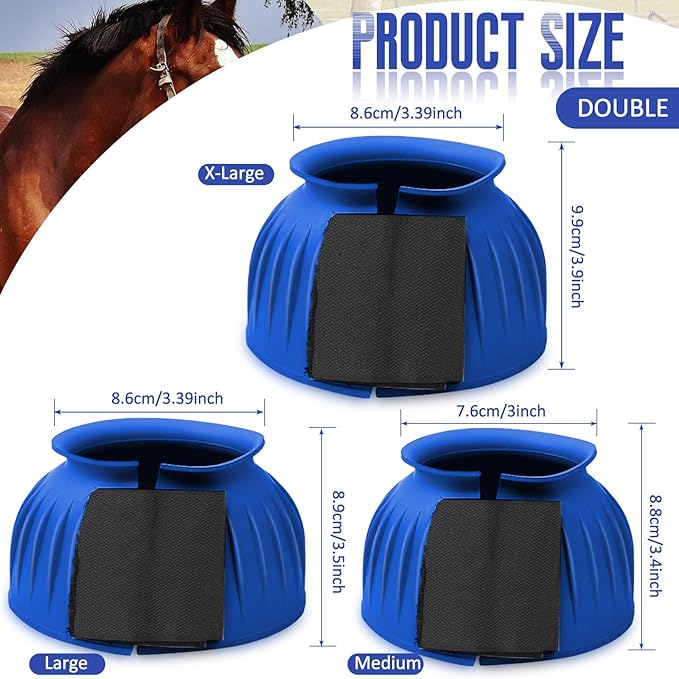Abbylike Bell Boots for Horses 1 Pair/2 Pair Available, Protect Against Hoof Impact Trauma, Rubber Bell Boots Horse Care for Turnout, No Rub Design Wrap Hook and Loop