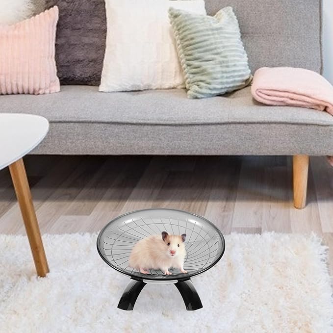 POPETPOP Hamster Exercise Wheel Super Silent: Hamster Flying Saucer Silent Hamster Wheel Guinea Pig Run Wheel for Hamsters Gerbils Mice Hedgehogs (Black)
