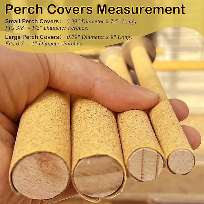 S&X 18-Pack Large Perch Covers for Parakeets, Lovebirds, Parrotlets, Finches, Canaries, Sand Perch Covers, 3/4" Diameter X 9" Long