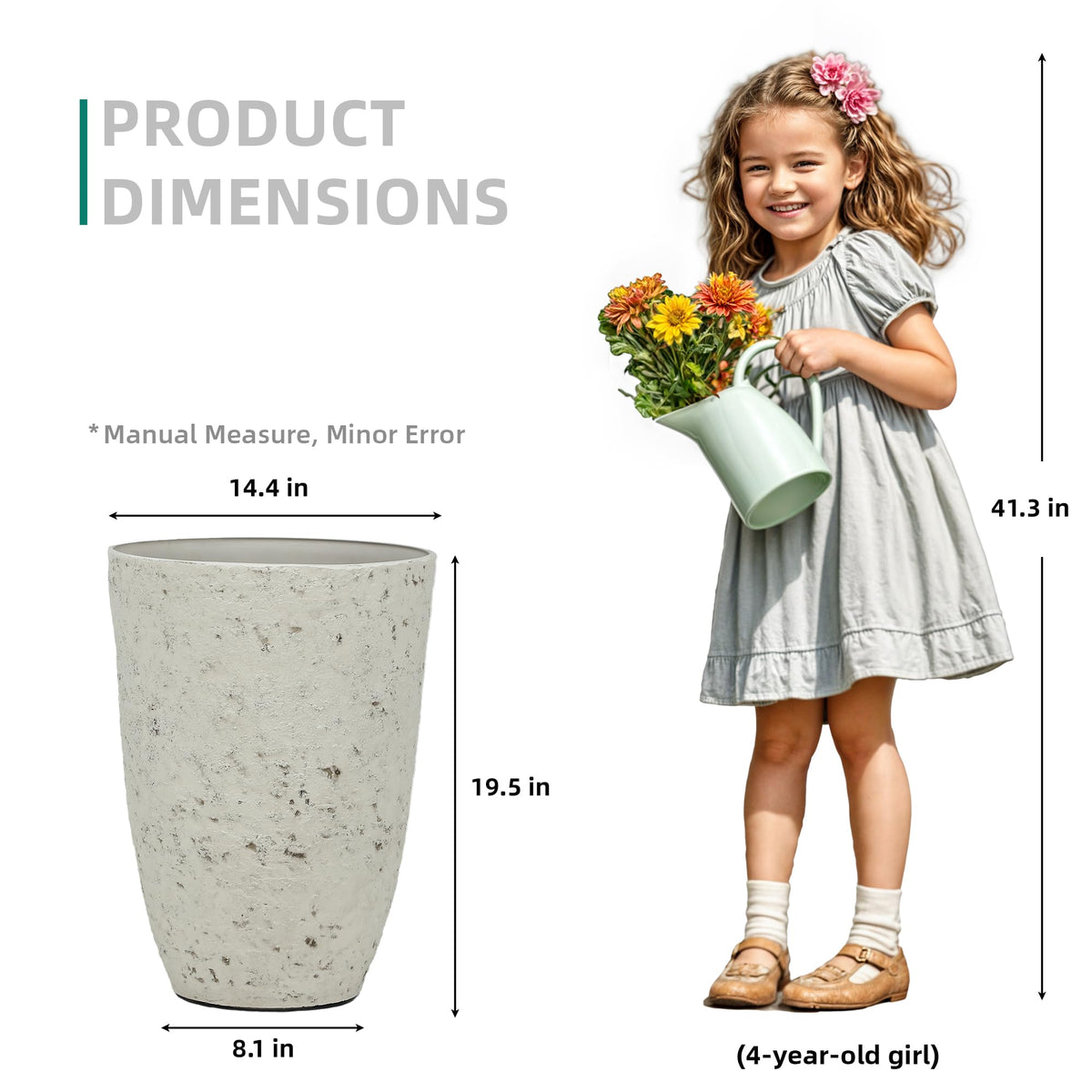 Autodaya 19.5" Resin Tall Planters for Outdoor Plants (2 Count)