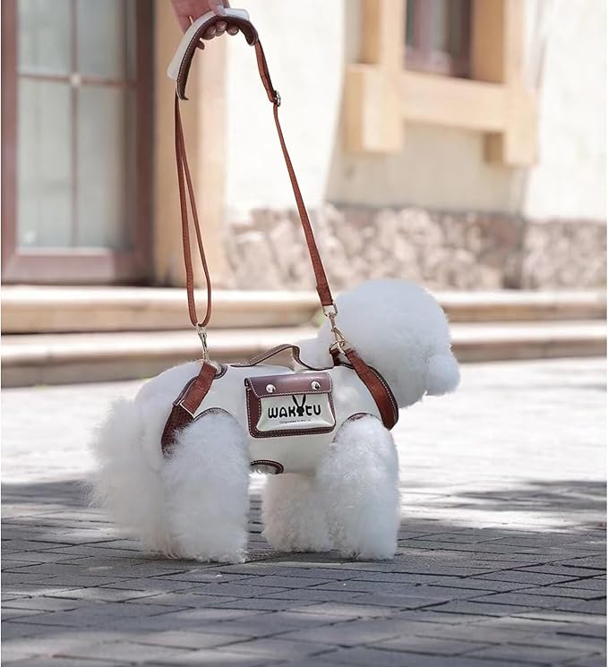Dog Lift Harness Dog Carrier VES Harness Adjustable Leash with Small Puppy Treat Bag,Fits Most Cars,S，4-8 LBS