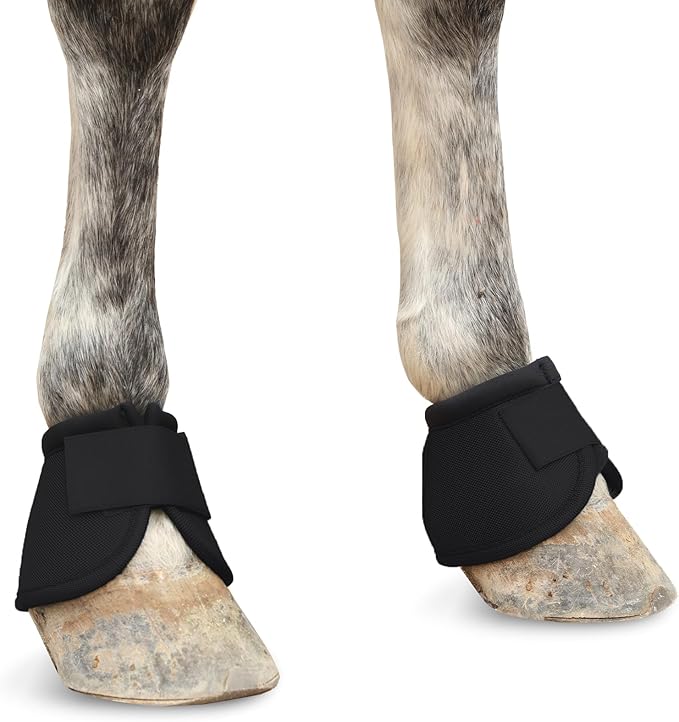 Equine Ballistic Overreach No-Turn Bell Boots for Horses - Horse Hoof Protection Boots (Sold in Pairs) Black X-Large