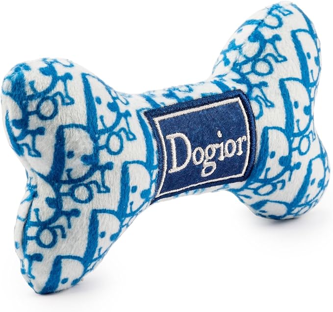 Haute Diggity Dog Dogior Bone, Plush Designer Dog Toys with Interactive Squeaker, Stimulating Pet Enrichment, Machine-Washable & Safe Materials for All Breeds, Size Small