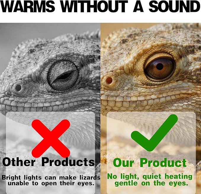 50W Reptile Heat Lamp(2-Pack) Ceramic Heat Emitter- Non-Light Emitting, 24/7 Safe Heating for Terrariums, Brooders & Incubators-Turtle Lizard Bearded Dragon Snake Small Pets E26